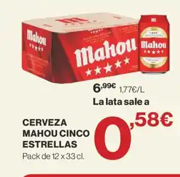 Hipercor Cerveza mahou cinco estrellas oferta