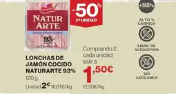 Supercor NATURARTE Lonchas de jamón cocido 93% oferta