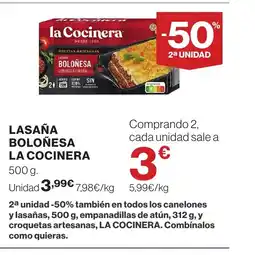 Supercor LA COCINERA Lasaña boloñesa oferta