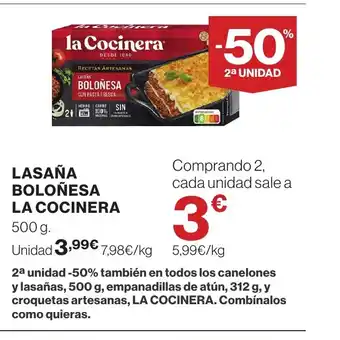 Supercor LA COCINERA Lasaña boloñesa oferta