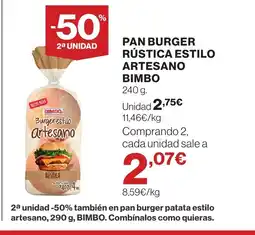 Supercor BIMBO Pan burger rústica estilo artesano oferta