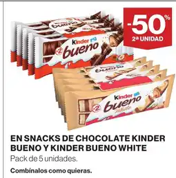 Supercor En snacks de chocolate kinder bueno y kinder bueno white oferta