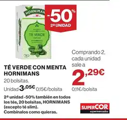 Supercor HORNIMANS Té verde con menta oferta