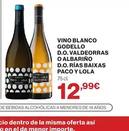 Supercor PACO Y LOLA Vino blanco godello d.o. valdeorras o albariño d.o. rías baixas oferta