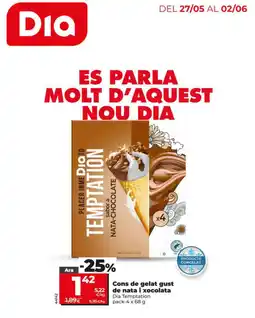 Maxi Dia DIA TEMPTATION Cons de gelat gust de nata i xocolata oferta