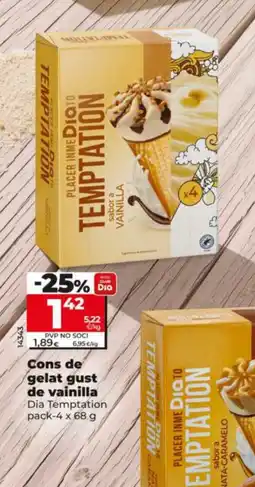Maxi Dia DIA TEMPTATION Cons de gelat gust de vainilla oferta