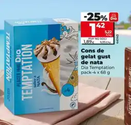 Maxi Dia DIA TEMPTATION Cons de gelat gust de nata oferta