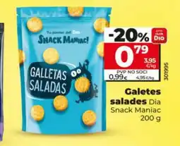 Maxi Dia DIA SNACK MANIAC Galetes salades oferta