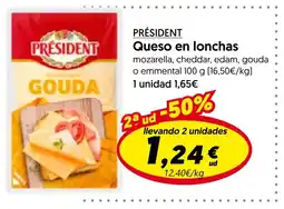 Hiper Usera PRÉSIDENT Queso en lonchas oferta