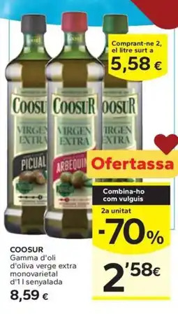 Caprabo COOSUR Gamma d'oli d'oliva verge extra monovarietal senyalada oferta