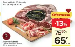 Caprabo ISIDRO GONZÁLEZ Centre d'espatlla ibèrica, 50% raça ibèrica oferta