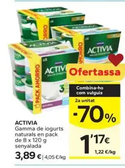 Caprabo ACTIVIA Gamma de iogurts naturals oferta