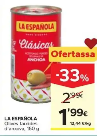 Caprabo LA ESPAÑOLA Olives farcides d'anxova oferta