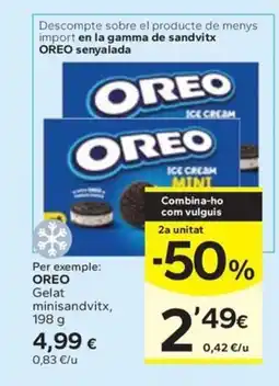 Caprabo OREO Gelat minisandvitx oferta