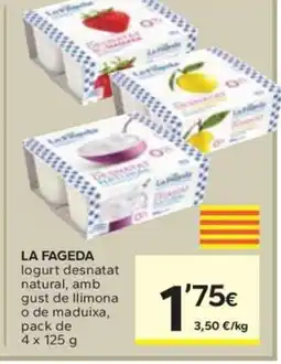 Caprabo LA FAGEDA logurt desnatat natural, amb gust de llimona o de maduixa, pack de oferta