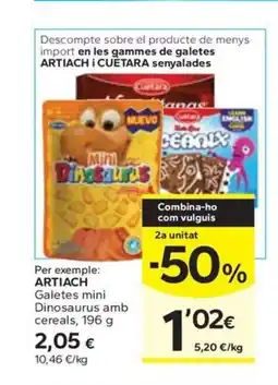 Caprabo ARTIACH Galetes mini Dinosaurus amb cereals oferta