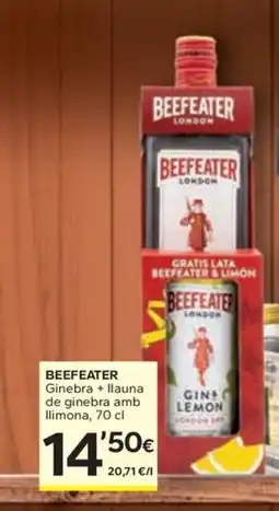 Caprabo BEEFEATER Ginebra + llauna de ginebra amb Ilimona oferta