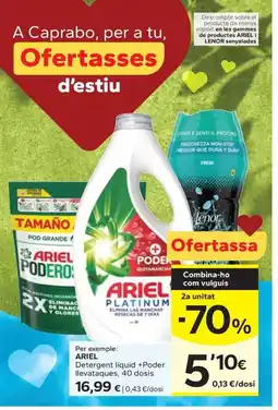 Caprabo ARIEL Detergent líquid +Poder llevataques, 40 dosis oferta