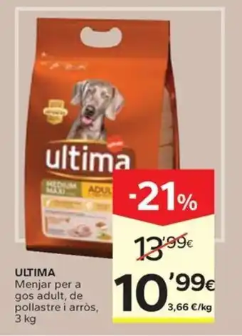 Caprabo ULTIMA Menjar per a gos adult, de pollastre i arròs oferta