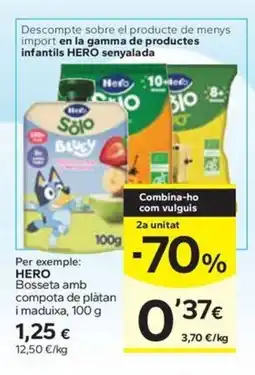 Caprabo HERO Bosseta amb compota de plàtan i maduixa oferta