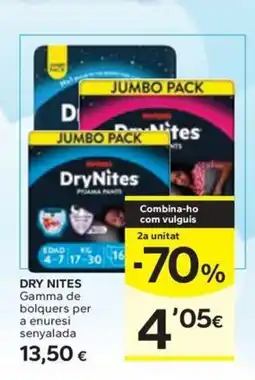 Caprabo DRY NITES Gamma de bolquers per a enuresi senyalada oferta