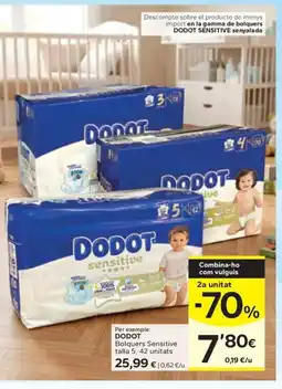 Caprabo DODOT Bolquers Sensitive talla 5, 42 unitats oferta