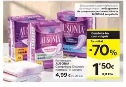 Caprabo AUSONIA Compreses Discreet normals, 14 unitats oferta