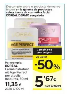 Caprabo L'ORÉAL Crema hidratant nit Age Perfect per a pells madures oferta