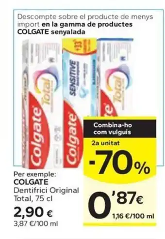 Caprabo COLGATE Dentifrici Original Total oferta