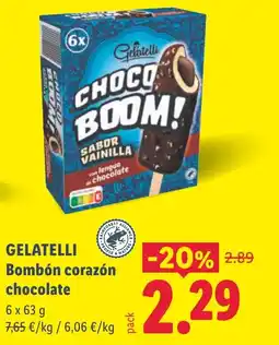 Lidl GELATELLI Bombón corazón chocolate oferta