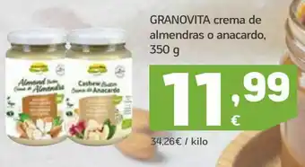 HiperDino Crema de almendras o anacardo 350 g granovita oferta