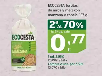 HiperDino Tortitas de arroz y maíz con manzana y canela 127 g ecocesta oferta