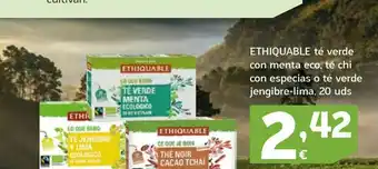 HiperDino Té verde con menta eco, té chi con especias o té verde jengibre-lima, 20 uds, ethiquable oferta