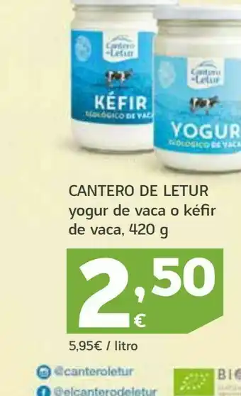 HiperDino Yogur de vaca o kéfir de vaca, 420 g cantero letur oferta