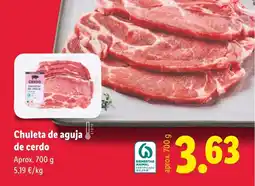 Lidl Chuleta de aguja de cerdo oferta