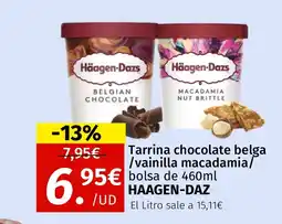 Maskom Supermercados HAAGEN-DAZ Tarrina chocolate belga /vainilla macadamia oferta