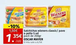 Maskom Supermercados OSCAR MAYER Salchichas wieners classic/ pavo o pollo 5 ud oferta