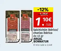Maskom Supermercados ARGAL BONNATUR Salchichón ibérico/ chorizo ibérico oferta