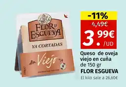 Maskom Supermercados FLOR ESGUEVA Queso de oveja viejo en cuña oferta