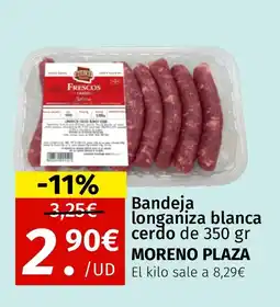 Maskom Supermercados MORENO PLAZA Bandeja longaniza blanca cerdo oferta