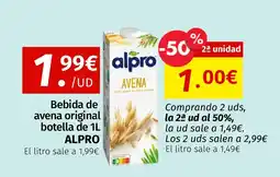 Maskom Supermercados ALPRO Bebida de avena original botella oferta