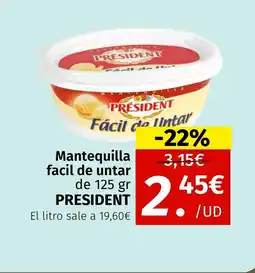 Maskom Supermercados PRESIDENT Mantequilla facil de untar oferta