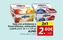 Maskom Supermercados ALPRO Soja con arándanos o fresa/plátano, melocotón y pera oferta