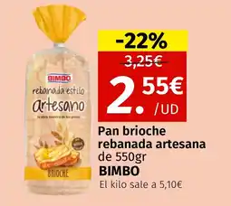 Maskom Supermercados BIMBO Pan brioche rebanada artesana oferta