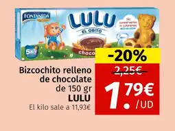 Maskom Supermercados LULU Bizcochito relleno de chocolate oferta