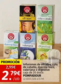 Maskom Supermercados POMPADOUR Infusiones de ultralax, cola de caballo, duerme bien, valeriana o digestive oferta