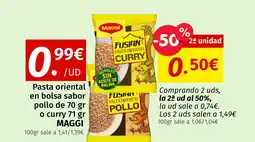 Maskom Supermercados MAGGI Pasta oriental en bolsa sabor pollo de o curry oferta