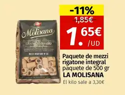 Maskom Supermercados LA MOLISANA Paquete de mezzi rigatone integral paquete oferta