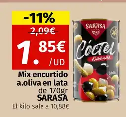 Maskom Supermercados SARASA Mix encurtido a.oliva en lata oferta