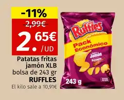 Maskom Supermercados RUFFLES Patatas fritas jamón XLB oferta